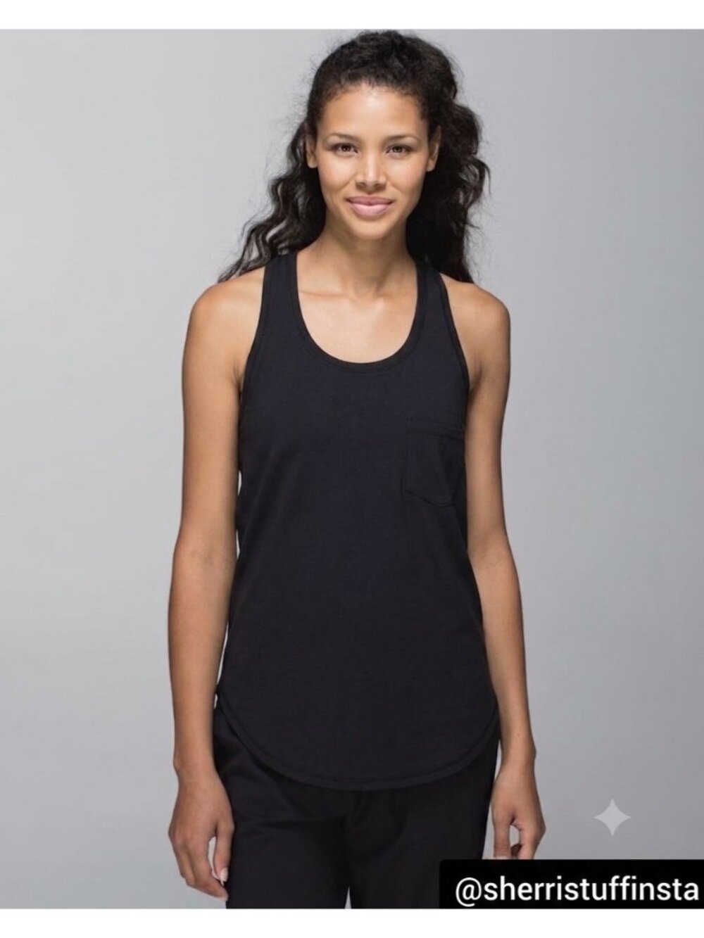 EXCELLENT Lululemon Yogi Racerback Tank Top Black Relaxed Vitasea Yoga Casual 8